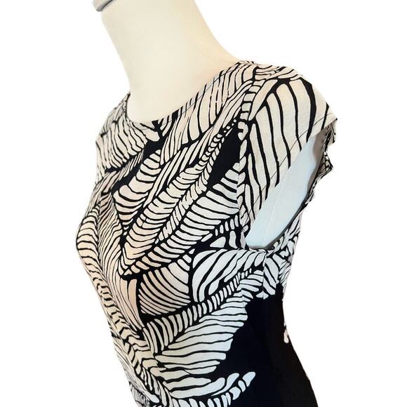 THE LOFT SHEATH DRESS BLACK AND WHITE CAPM SLEEVE WOMENS SIZE ZERO - Picture 9 of 10